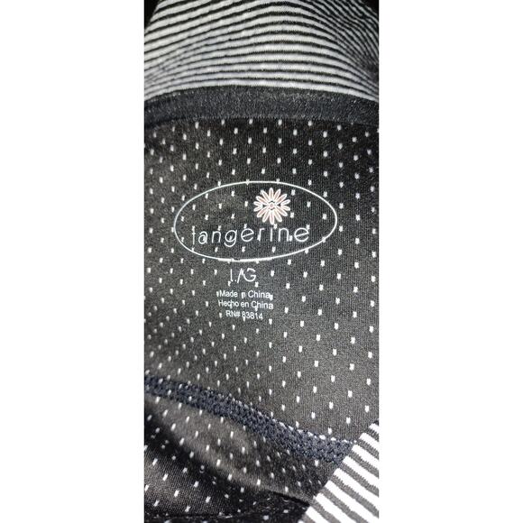 Tangerine Hoodie Womens Large Black and White Striped Polka Dots Kangaroo Pocket - Picture 5 of 8